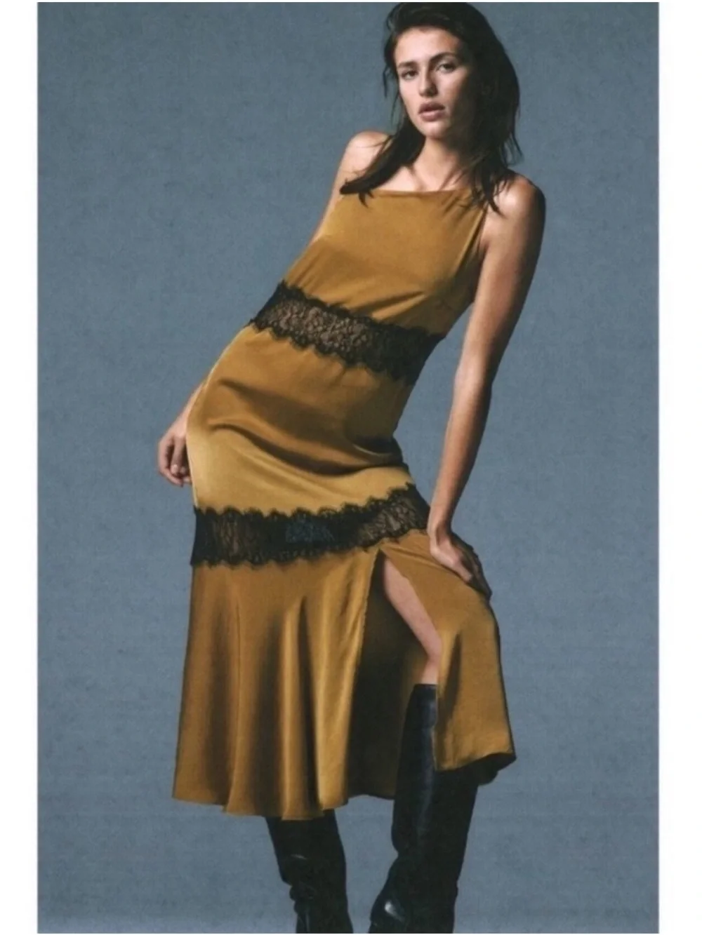 Zara Combination Slip Dress XS Satin & Lace